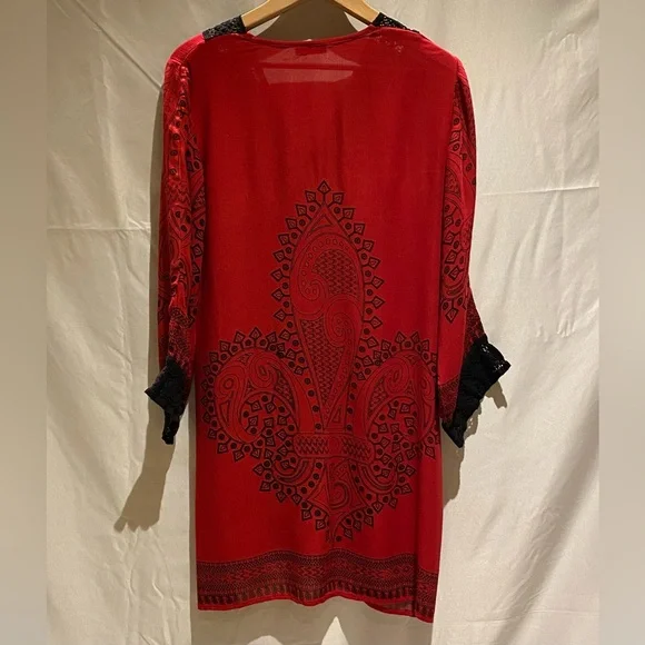 Earthbound Trading Co Red Caftan Dress, size XL - Picture 2 of 10